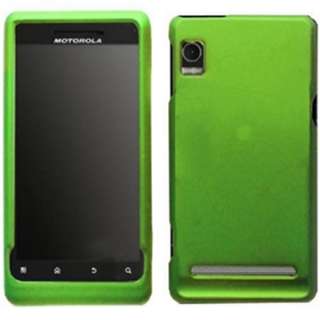 GREEN RUBBER HARD CRYSTAL CASE COVER MOTOROLA DROID 2  