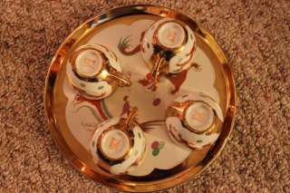 Antique Chinese Tea Set with Gold Rim. Very Beautiful  