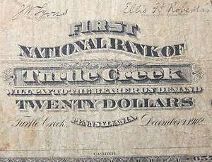 1902 $20 NATIONAL BANK NOTE ★ 1ST NTL BANK of TURTLE CREEK ★ PA 