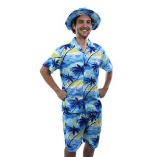 Mens Hawaiian Tropical Style Sun Beach Shirt Short Hat  