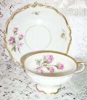 EDELSTEIN MOSS ROSE CUP SAUCER COFFEE CUPS MINT ROSES  