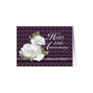  48th Anniversary for Parents, White Roses Card Health 