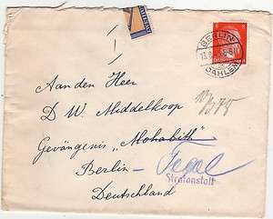 Brief an holländischer Inhaftierter Tegel 1943 Zensur  
