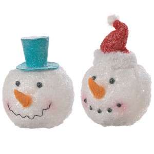 NEW 10 & 8 Inch Snowman Head s/2 RAZ Kisses Christmas  