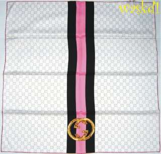Auth GUCCI GG web BAMBOO stripe Medium silk scarf NWT  