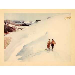   Skiing Snow Winter Mountain Promised Land Art   Orig. Tipped in Print