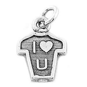 Silver One Sided I Love You T Shirt Charm Jewelry
