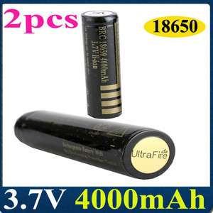 PCS 3.7V 4000mAh Rechargeable Battery UltraFire 18650  