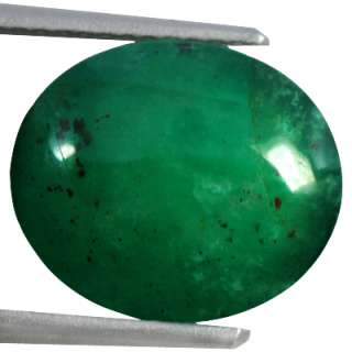   Natural Rare Top Green Emerald Loose Gemstone Oval Cab Zambia Unheated