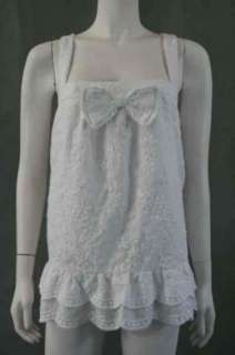 NWT Juicy Couture White Embroidered Babydoll Tank Top L  