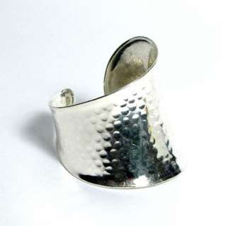 Zad Hammered Metal Cuff Bracelet Asymmetrical Wide   Choose Silver or 