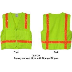    Surveyors Vest Lime with Orange Stripes   5XL