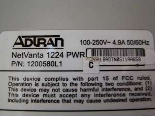 Adtran NetVanta 1224 PWR 1200580L1 24 Port Switch Managed PoE PARTS 