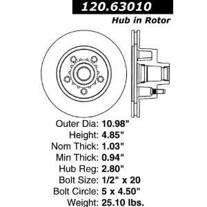  Centric Parts 120.63010 Premium Brake Rotor with E Coating 