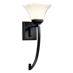   Black Wall Sconce with Lamina Blanca Glass 6810 66