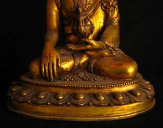 Old Tibetan 24kGilt Bronze Thubten Choekyi Nyima Statue  