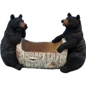 12 Bears Holding Hollowed Log Planter 