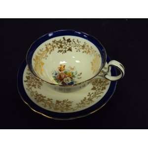  AYNSLEY Cobalt Blue With Gold Filigree & Rim Cup & Saucer 
