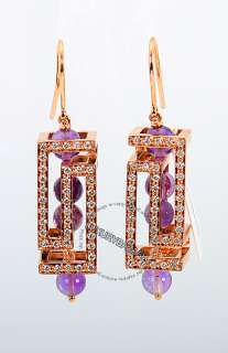 Versace 18K Rose Gold Versace Cube Collection Diamond and Amethyst 