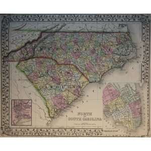  Mitchell Map of North and South Carolina (1869) Office 