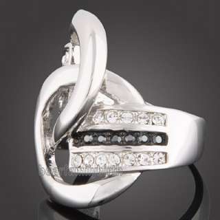 Stylish 18k white Gold GP Swarovski crystal ring 1547  