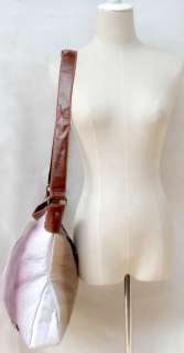 1557 SALE * CANVAS BEIGE FX LEATHER VINTAGE SHOULDER BAG  