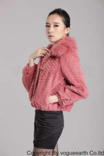 9158 new real fox collar rabbit fur 6 color jacket/coat/outwear XS/S/M 