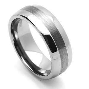   Ring For Him For Her 8MM Comfort Fit Center Brushed Domed Ring Size 7