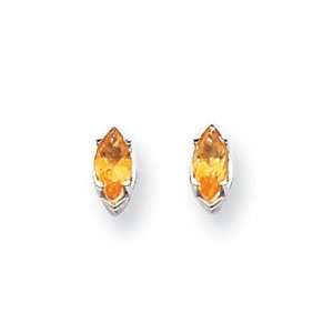  14k White Gold 7x3.5mm Marquise Citrine Earrings 