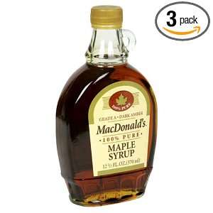 MacDonalds Maple Syrup, 12.5 Ounce Bottle (Pack of 3)  