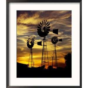  Windmills at Sunset in Penong, Australia Framed 