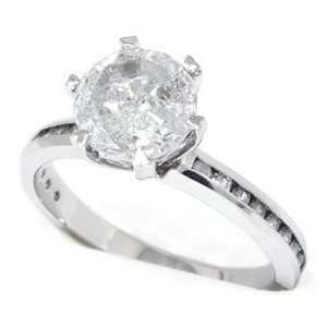  HUGE 2.50CT REAL ROUND DIAMOND ENGAGEMENT RING CHANNEL SET 