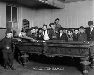 BOYS IN THE POOL ROOM 1910s PHOTOGRAPH  