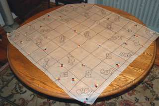 Card Players Vintage Madeira Organdy Square Tablecloth  