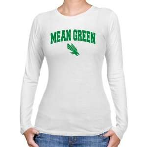  North Texas Mean Green Ladies White Logo Arch Long Sleeve 