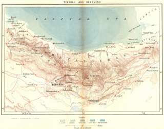 IRAN Tehran & Demavend, c1885 map  