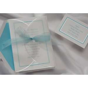  Aqua Bordered Invite with Wrap Wedding Invitations Health 