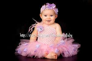 petal tutu dress headband hair bow girl pink #3 0m 1y  