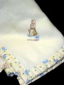 Vintage Quiltex Peter Rabbit Yellow Beatrix Potter Baby Blanket Union 