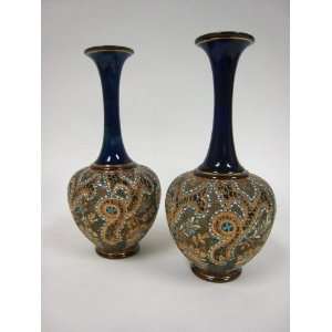 Pair of Royal Doulton Lamberth Chine Vases 