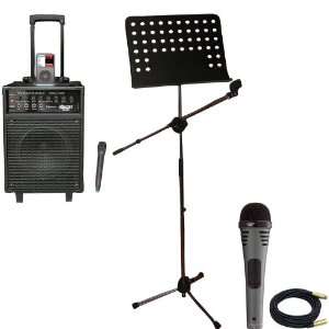 Pyle Speaker, Mic, Cable and Stand Package   PWMA940BTI 600 Watts VHF 