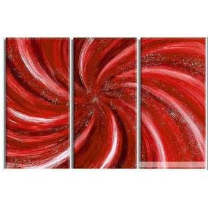  Red Infusion   3 Piece Abstract Canvas Oil Painting