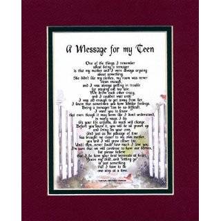 Message For My Teen Touching 8x10 Poem, Double matted in Burgundy 