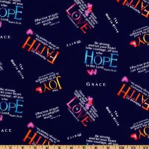  44 Wide Inspirational Words Navy Fabric By The Yard 