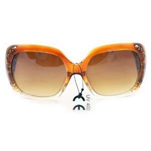   Sunglasses P10048 Brown and Clear 2tone Glassy Frame Amber Gradient