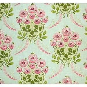  45 Wide Empress Woo Posies Lt.Green Fabric By The Yard 