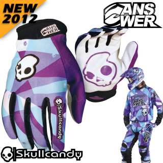 Answer Skullcandy New 2012 Motocross Gloves Purple MD  