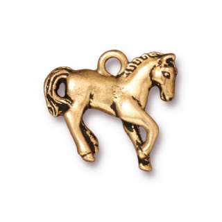 22K Gold Plated Pewter Prancing Horse Charm 20mm (1)  