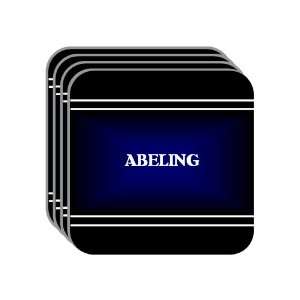 Personal Name Gift   ABELING Set of 4 Mini Mousepad Coasters (black 