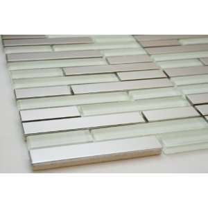  White Glass Tile + Silver Stainless Steel Tile